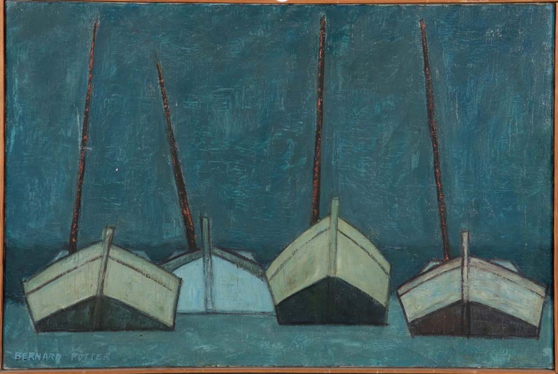 Bernard Putter (Maler des 20. Jhs.). Segelboote im Hafen. Öl/Lw, li./u./sign., gerahmt, 55 x 81