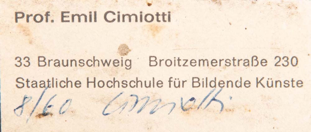 Prof. Emil Cimiotti (1927-2019). „Sitzende II“. Bronze, versilbert, auf Etikett sign., bez. 8/60, - Image 2 of 2