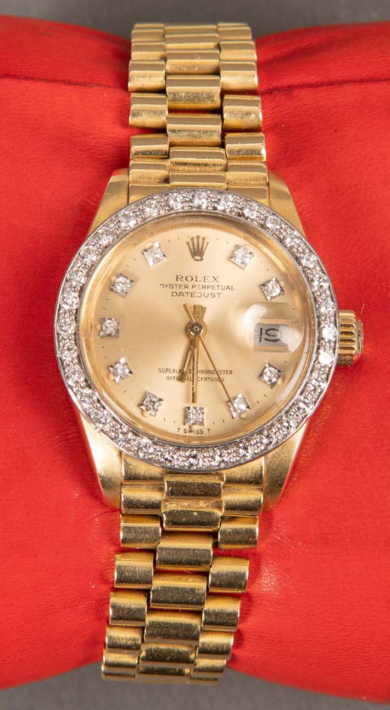 Damenarmbanduhr. Rolex „Datejust“. Automatic, 18 ct Gelbgold, Zifferblatt und Lünette mit - Image 2 of 2