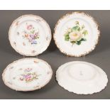 Zwei Paar Teller. Meissen 19. Jh. Porzellan, bunt floral bemalt, mit Goldrand, verso