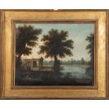 Italienischer Meister des 18. Jhs. Landschaft mit Architektur. Öl/Lw., gerahmt, 49 x 63 cm. (