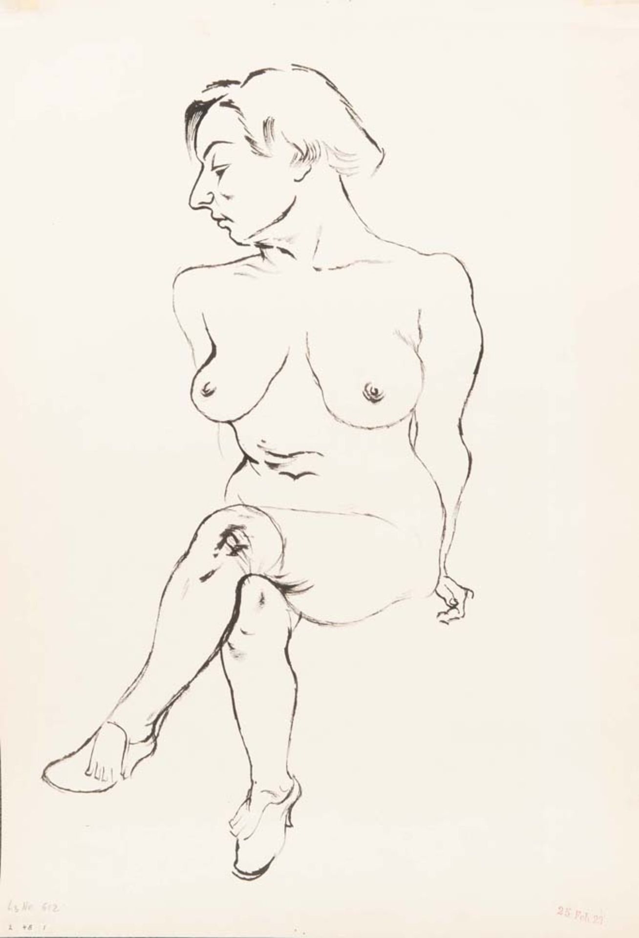 George Grosz (1893-1959). Küssendes Paar / Sitzender Frauenakt. Vorder- und Rückseite - Bild 3 aus 5