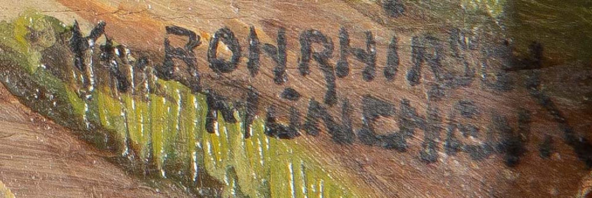 Karl Rohrhirsch (1875-1954). Pferde beim Schmied / Pferdekutsche. Öl/Holz, re./u./sign, gerahmt, 9,5 - Bild 3 aus 3