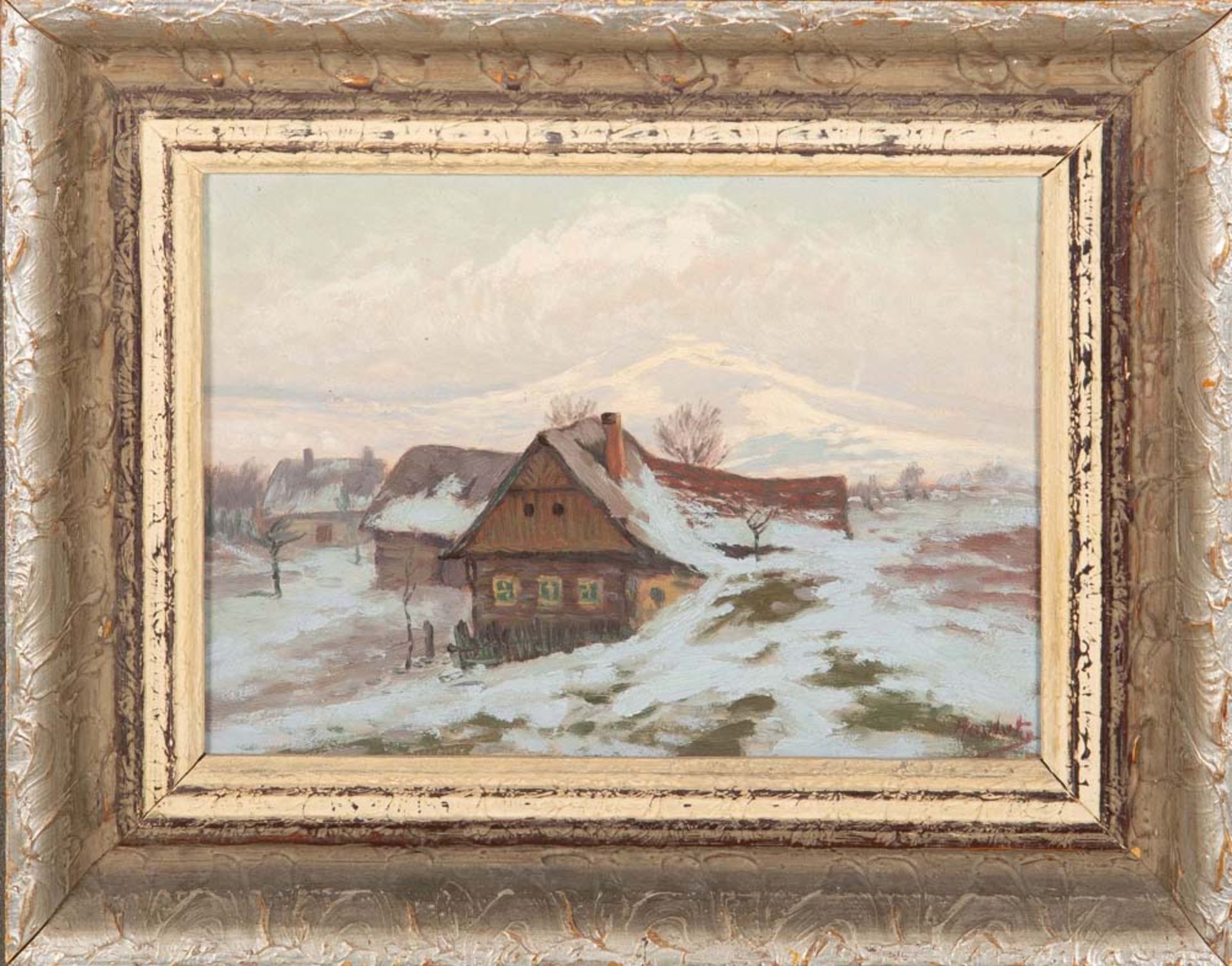 Karel Haulata (1885-1957). Winterlandschaft. Öl/Malkarton, re./u./sign., gerahmt, 26 x 37 cm.