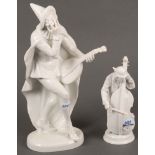 Bassspieler und Harlekin. Rosenthal 20. Jh. Porzellan, weiß glasiert, am Boden gemarkt. Entwurf