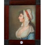 Maler des 19. Jhs. Damenportrait. Pastell, hi./Gl./gerahmt, 40,5 x 31 cm.