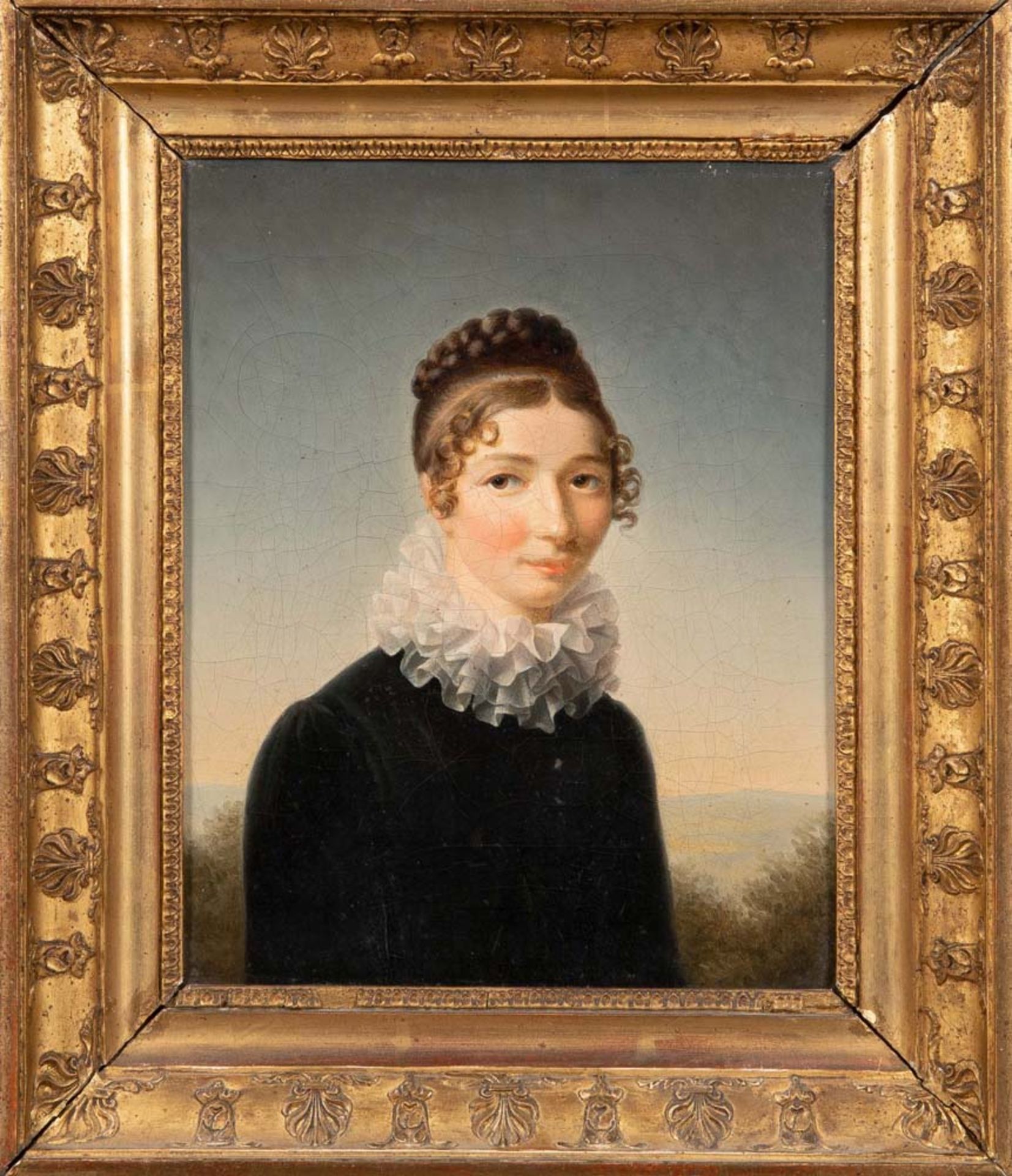 Maler des 19. Jhs. Damenportrait. Öl/Lw., gerahmt, 27,5 x 22 cm.