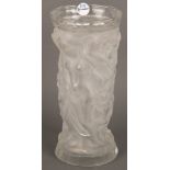 Vase. Frankreich 20. Jh. Opakes, reliefiertes Glas, H=36,5 cm. (min. best.)