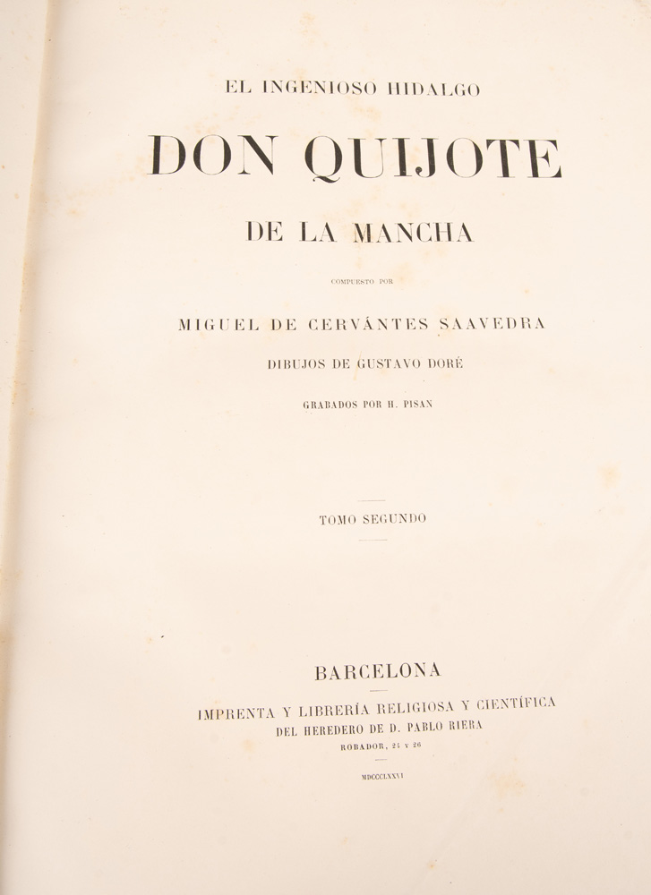 Miguel de Cervántes „Don Quijote de la Mancha“. Zwei Bände. Spanisch. Barcelona, 1875. - Image 2 of 2