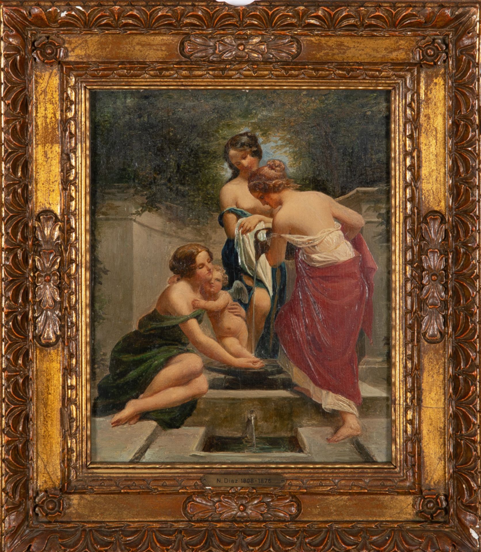 Narcisse Virgile Díaz de la Peña (1807-1876) attrib. Nymphes et Amour. Öl/Holz, gerahmt, verso