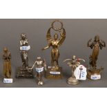 Sechs Frauenfiguren. Frankreich / Holland 20. Jh. Bronze / Spritzguss, H=8 bis 15 cm.