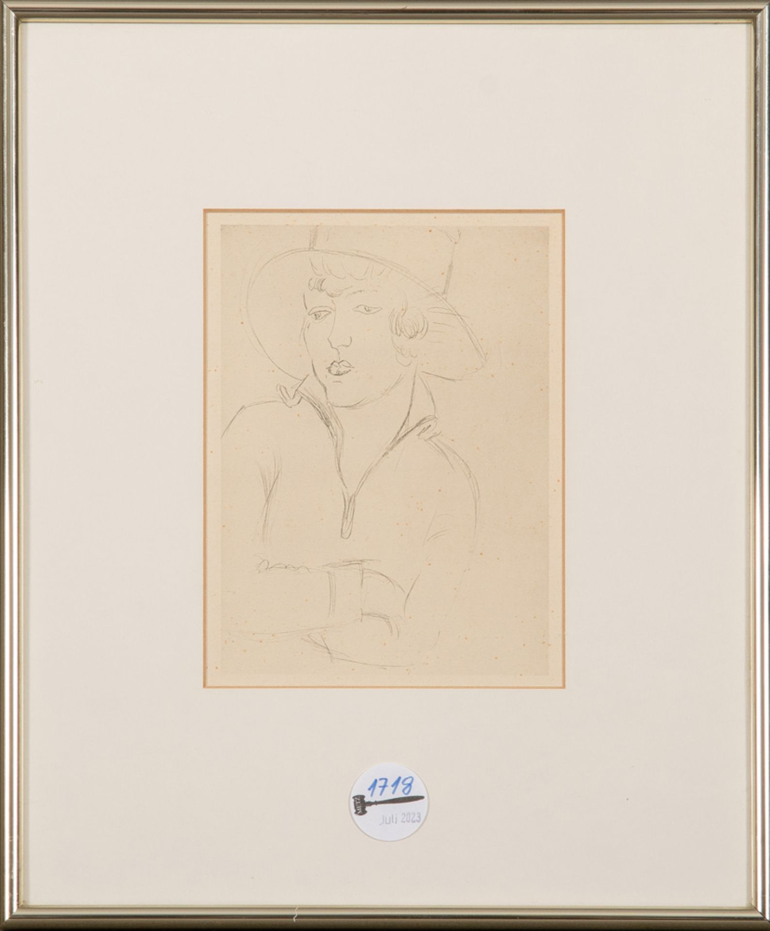 Graphiker des 20. Jhs. Damenportrait. Lithographie, gerahmt, 18 x 13 cm.