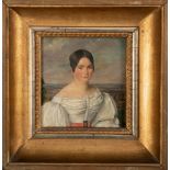 Maler des 19. Jhs. Halbportrait einer Dame. Öl/Kupfer, gerahmt, 13 x 12 cm.