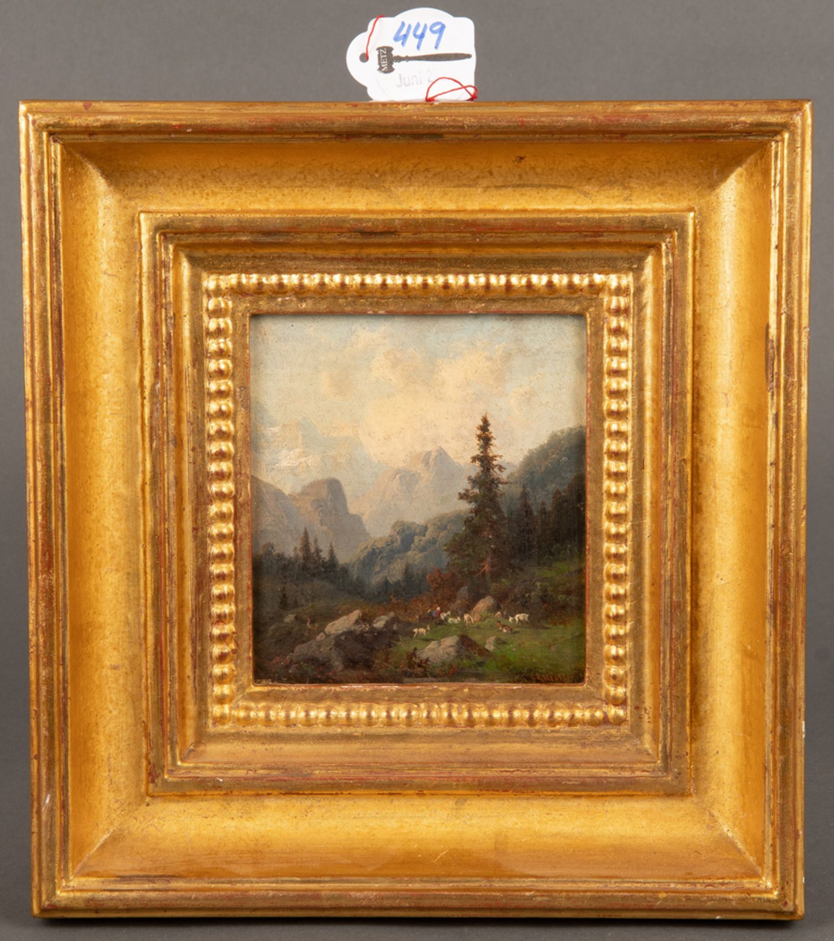 Carl Georg Köster (1812-1893). Alpenlandschaft. Öl/Holz, re./u./sign., gerahmt, 12 x 11 cm.