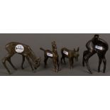Vier Tierfiguren: Zwei Rehe, Esel und Fohlen. Wohl Deutsch 20. Jh. Bronze, naturalistisch