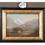 Maler des 19. Jhs. Ansicht von Interlaken, Schweiz. Öl/Holz, gerahmt, 12 x 18 cm.