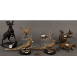 Konvolut von neun Tierfiguren. Deutsch. Bronze / Spritzguss / Messing, H=3,5 bis 28 cm.