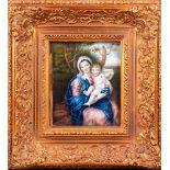 Französischer Maler des 18./19. Jhs. Mutter Gottes mit Kind. Öl/Tafel, gerahmt, 12,5 x 10 cm. (