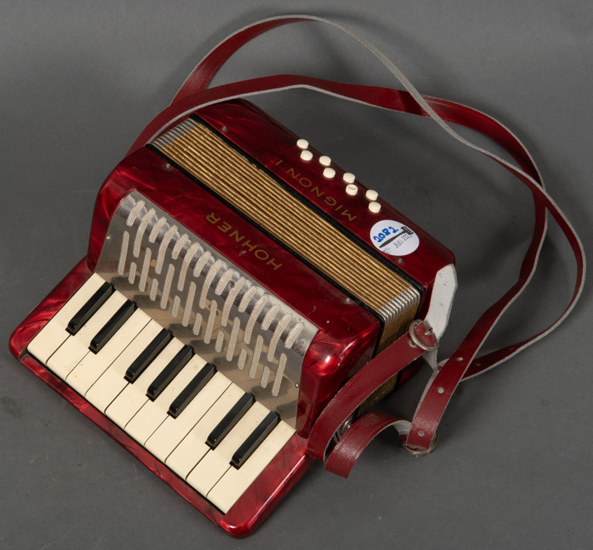 Kinder-Ziehharmonika. Marke Hohner 20. Jh. Modell Mignon I, H=21,5 cm. (Funktion ungeprüft).