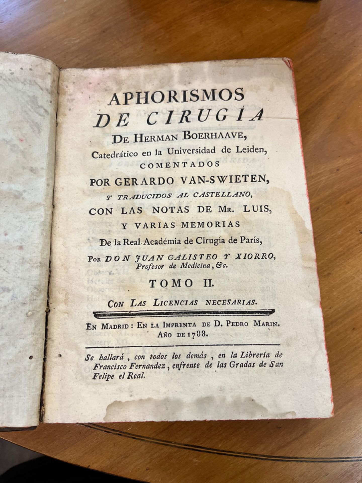Herman Boerhaave, „Aphorismos de Cirugia“, in spanischer Sprache, sechs Bde., Madrid 1784. - Image 7 of 8