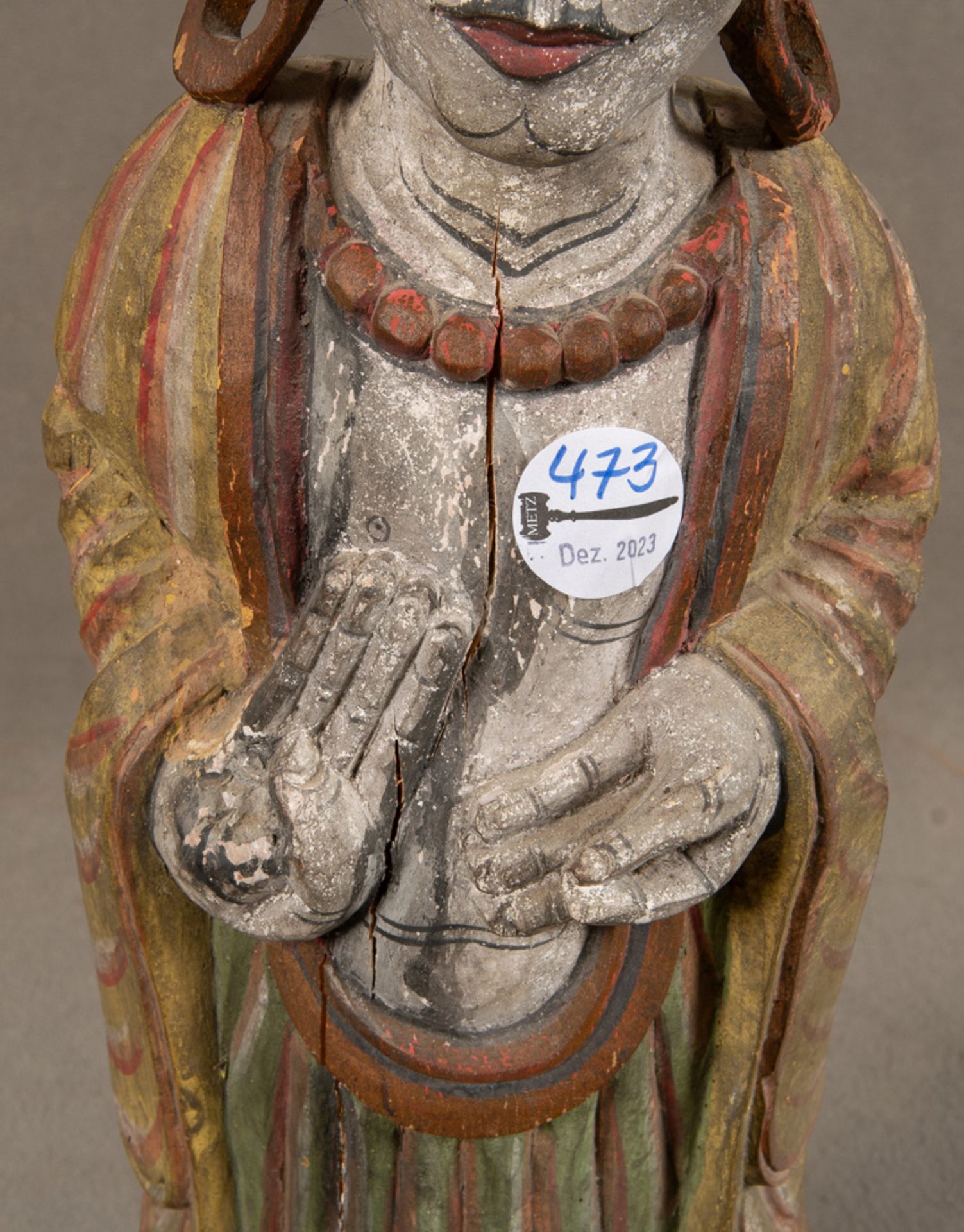 Stehender Buddha. Asien. Massivholz, geschnitzt, teilw. mit alter Fassung, H=55 cm. - Image 2 of 5