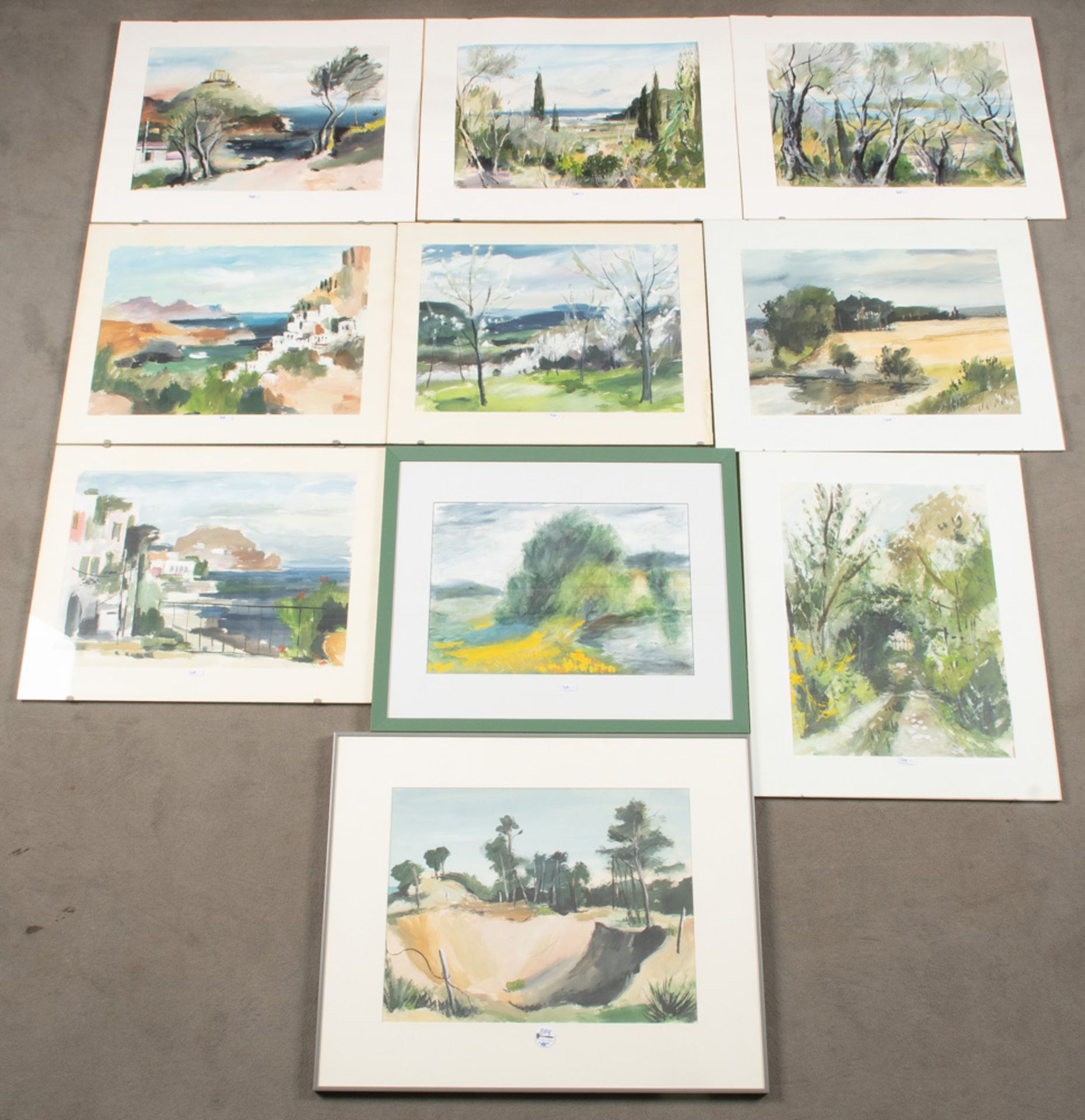 Hilde Greller (1906-2000). Landschaften. Zehn Aquarelle/Papier, re. bzw. li./u./sign. bzw.
