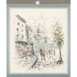 Pascal Hayot (geb. 1958). Stadtansicht mit Promenade und Personenstaffage - wohl Montmartre,