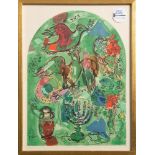 Nach Marc Chagalls „Der Stamm Ascher“. Farblithographie, hi./Gl. gerahmt, 29,5 x 21,5 cm.
