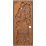 Großes Holzmodel. Deutsch 19. Jh. Massivholz, geschnitzt mit Frau in Tracht, 70,5 x 28 cm. **