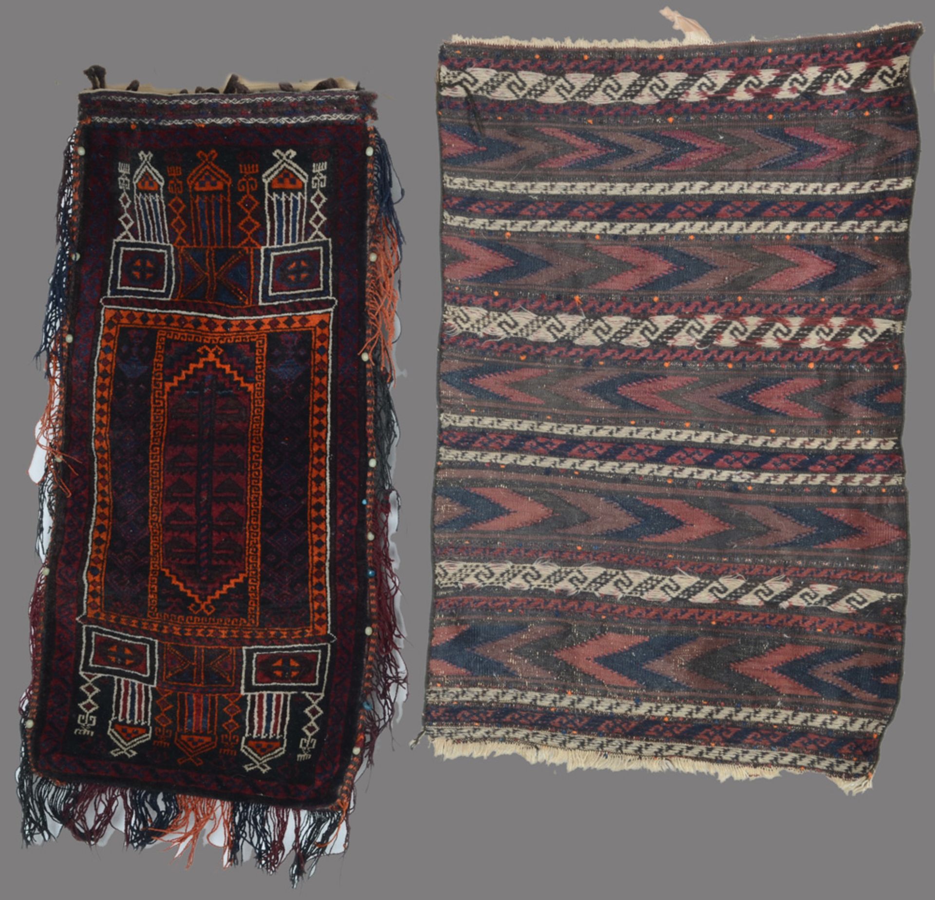 Zwei Belutsch-Taschen, 115 x 53 / 72 x 115 cm.
