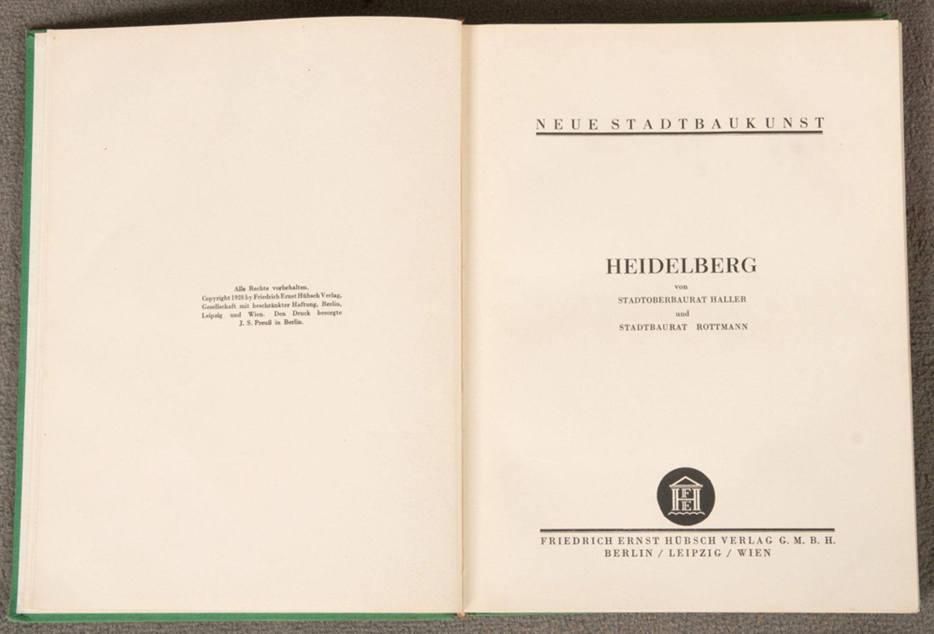Buch „Neue Stadtbaukunst Heidelberg“ von Stadtoberbaurat Haller und Stadtbaurat Rottmann,