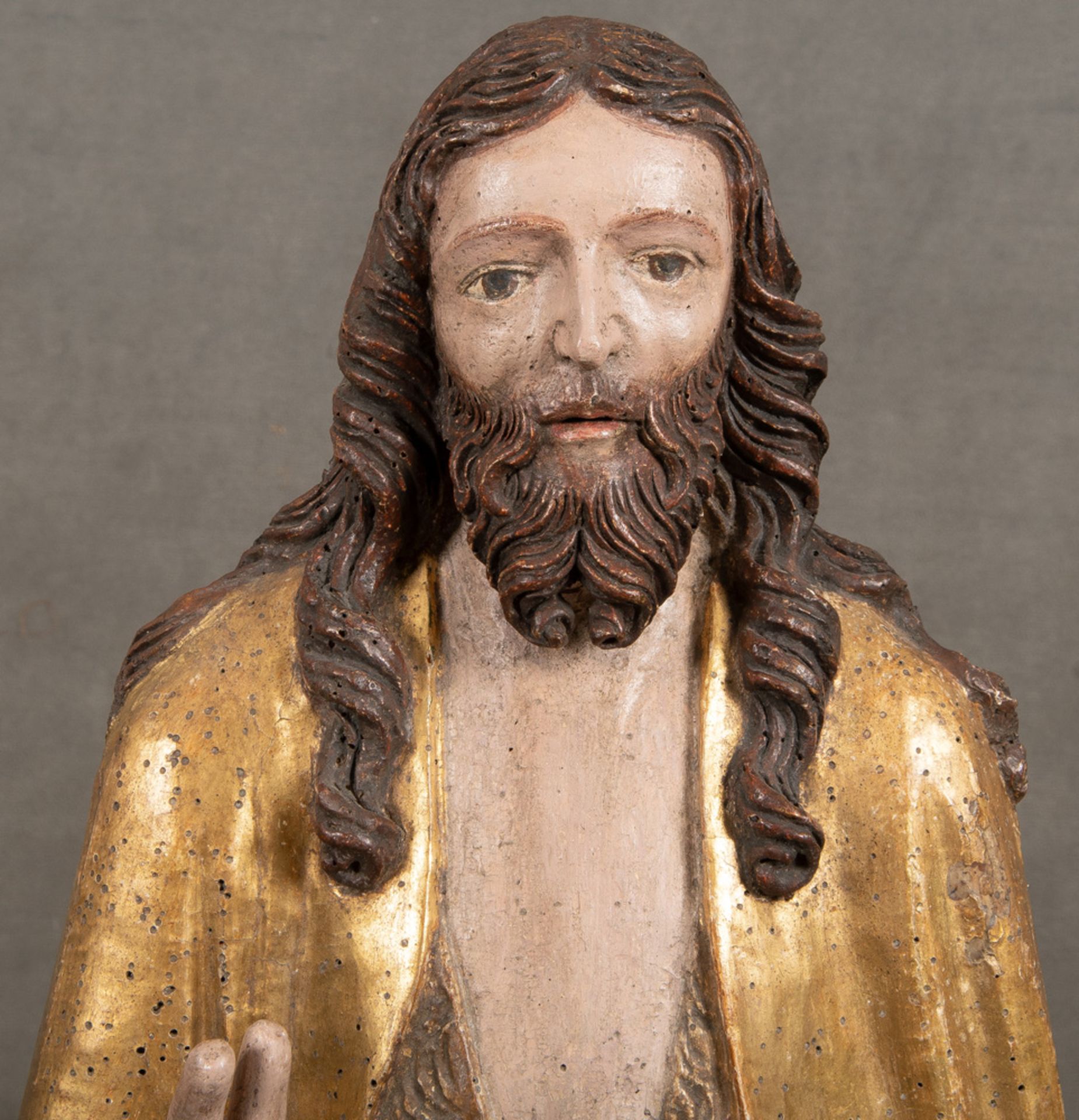 Johannes der Täufer. Süddeutsch 16. Jh. Massivholz, feinstens geschnitzt, auf Kreidegrund teilw. - Image 2 of 6
