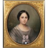 Maler des 19. Jhs. Mädchenporträt. Pastell/Lw., re./u. unleserlich monogr., hi./Gl. gerahmt, 64 x 53