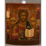 Ikone. Russland 19. Jh. „Christus Pantokrator“. Öl/Holz, verso mit Expertise, 44,5 x 35,5 cm.