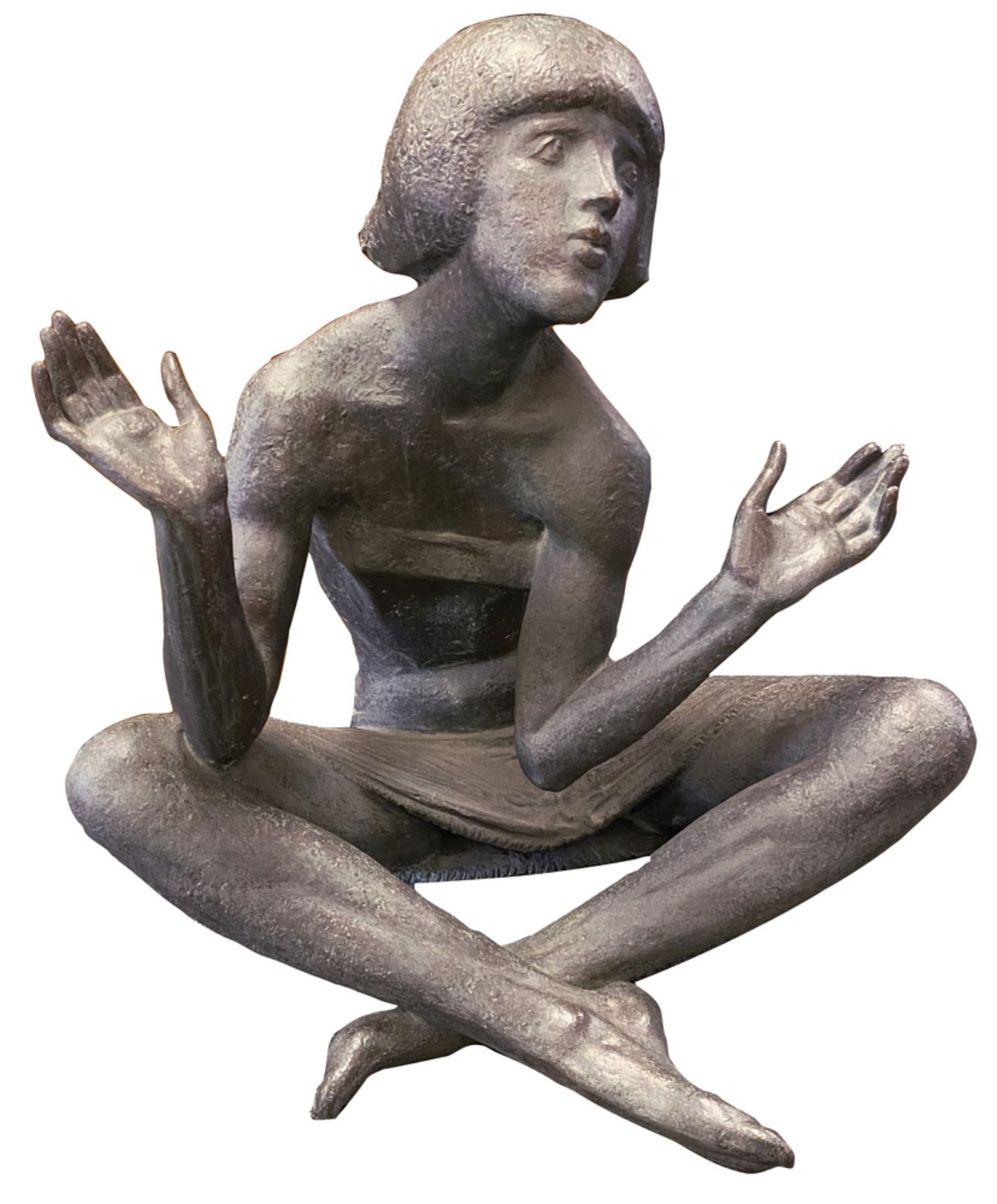 Paul Egon Schiffers (1903-1987). Sitzende Figur in Lebensgröße. Bronze, brüniert, verso