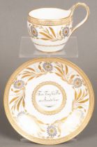 Freundschaftstasse mit Unterschale. Meissen-Marcolini 1774-1814. Porzellan, gold floral bemalt mit