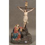 Christus am Kreuz. Südeuropa 18. Jh. Massivholz, geschnitzt, auf Kreidegrund farbig gefasst. Zu