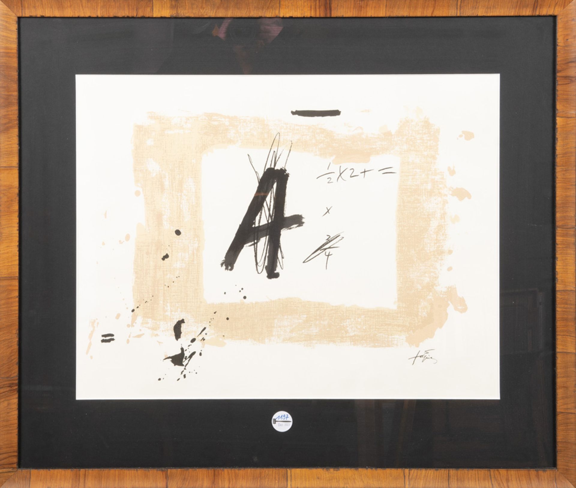 Antoni Tapies (1923-2012). „La lettre >>A<<“. Farblithographie, re./u./sign., mit Passepartout hi./