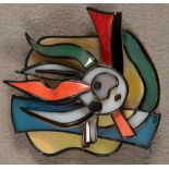 Gürtelschließe von Fernand Léger (1881-1955). Verschiedenfarbige Achate und Koralle in