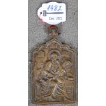 Anhänger-Ikone. Russland. Mit der Darstellung des Apostels Johannes. Bronze, 10,5 x 6 cm.