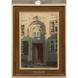 Julius Seyler (1873-1958). Haustüre mit Türbogen. Öl/Malkarton, re./o./sign., gerahmt, 43,5 x 30 cm.