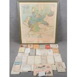 Graphiker des 20. Jhs. Landkarte „Deutsches Reich“ (hi./Gl. gerahmt, 76 x 71 cm), weitere Landkarten