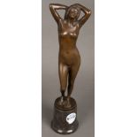 Simon Moselsio (1890-1964). Stehender weiblicher Akt mit erhobenen Armen. Bronze, verso sign.,