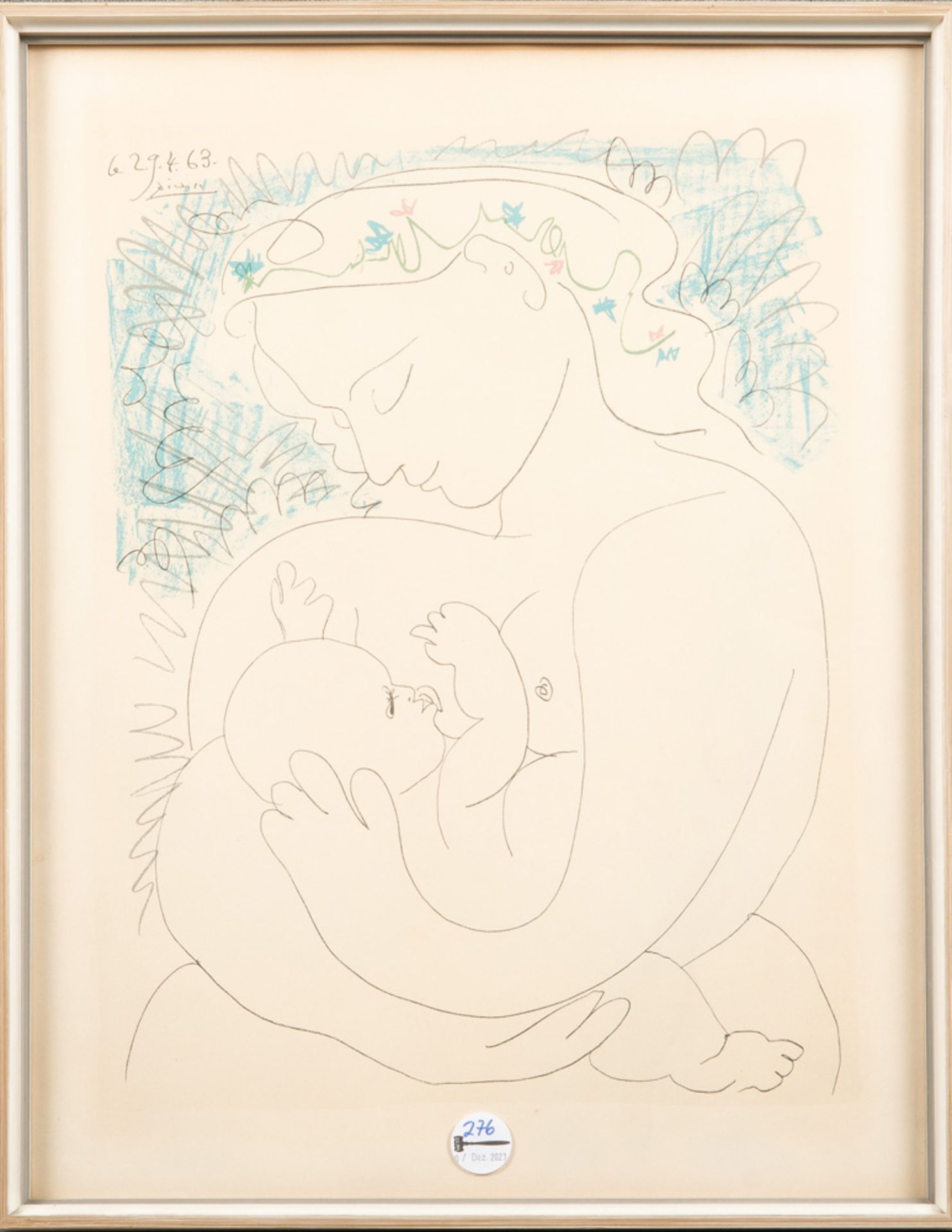 Pablo Picasso (1881-1973). „Maternité“. Farblithographie, li./o./sign./dat. 29.4.63, hi./Gl.