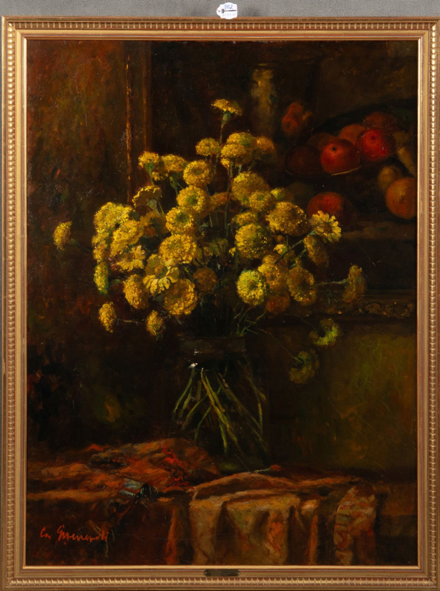 Cornelis Groeneveld (1882-1952). Stillleben mit Blumen und Obst. Öl/Lw., li./u./sign., gerahmt,