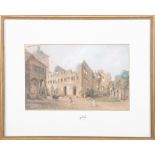 Maler des 19. Jhs. Ansicht des Innenhofes des Heidelberger Schlosses mit Blick auf den Brunnen und