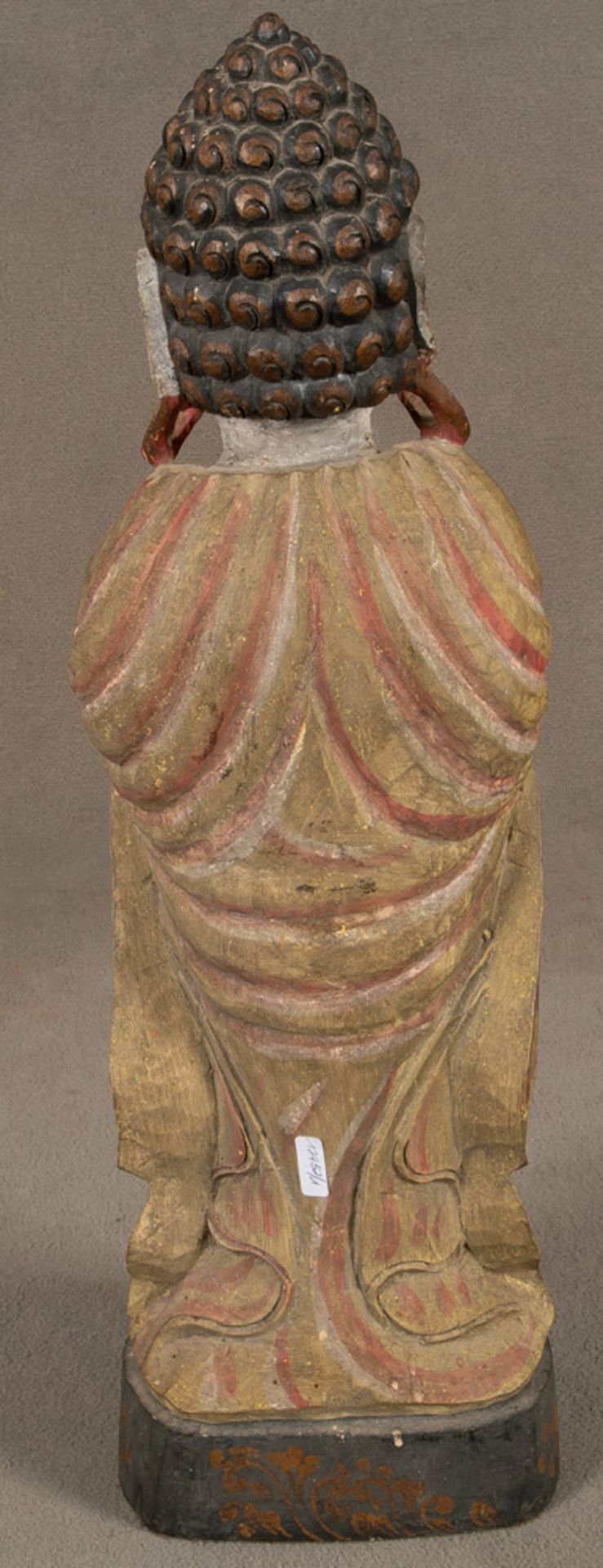 Stehender Buddha. Asien. Massivholz, geschnitzt, teilw. mit alter Fassung, H=55 cm. - Image 5 of 5