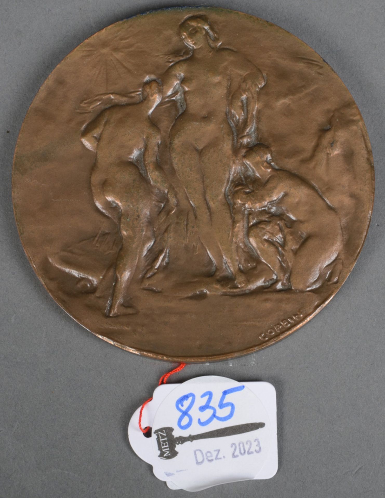 Wohl Raymond Corbin (1907-2002). Bronze-Medaille, re./u./sign., reliefiert und ziseliert mit den