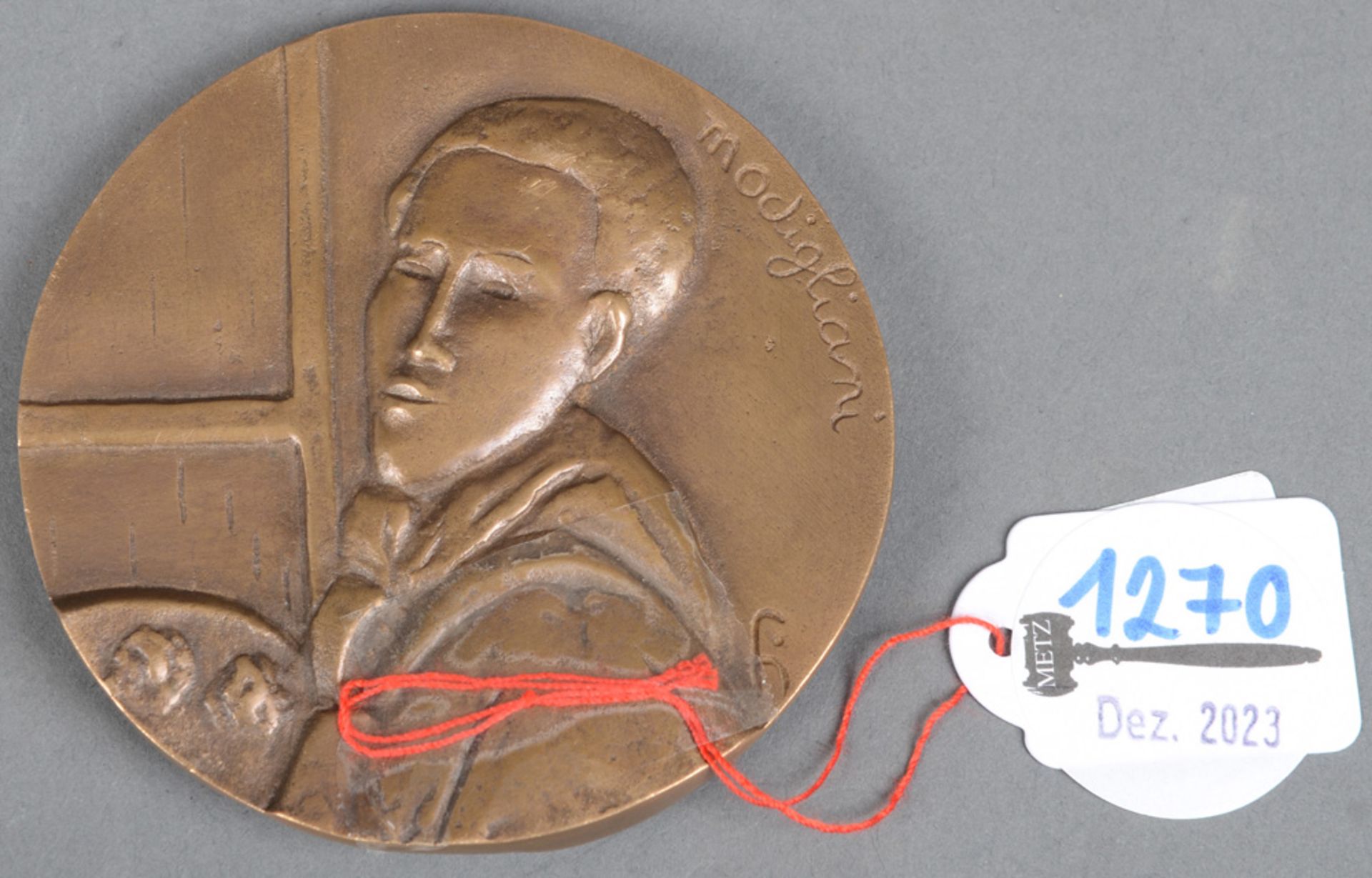 Amedeo Modigliani (1884-1920). Bronze-Medaille, re./o./sign., beidseitig reliefiert mit der Büste - Bild 2 aus 3