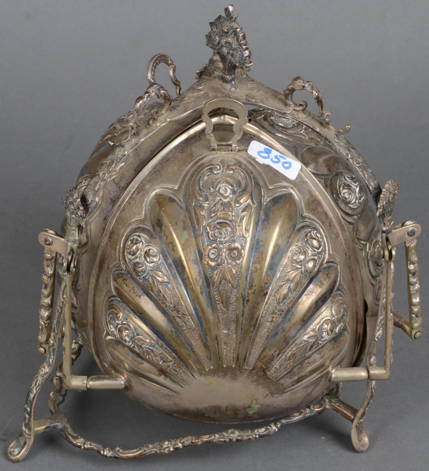 Triple Bun Warmer. Deutsch. 800er Silber, ca. 1.550 g, innen vergoldet, am Boden gemarkt, H=24 cm, - Image 2 of 2